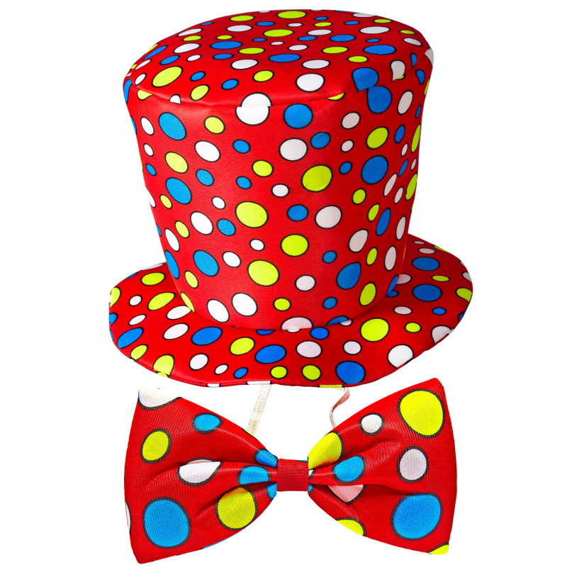 Klaunský set - červený motýlik a klobúk